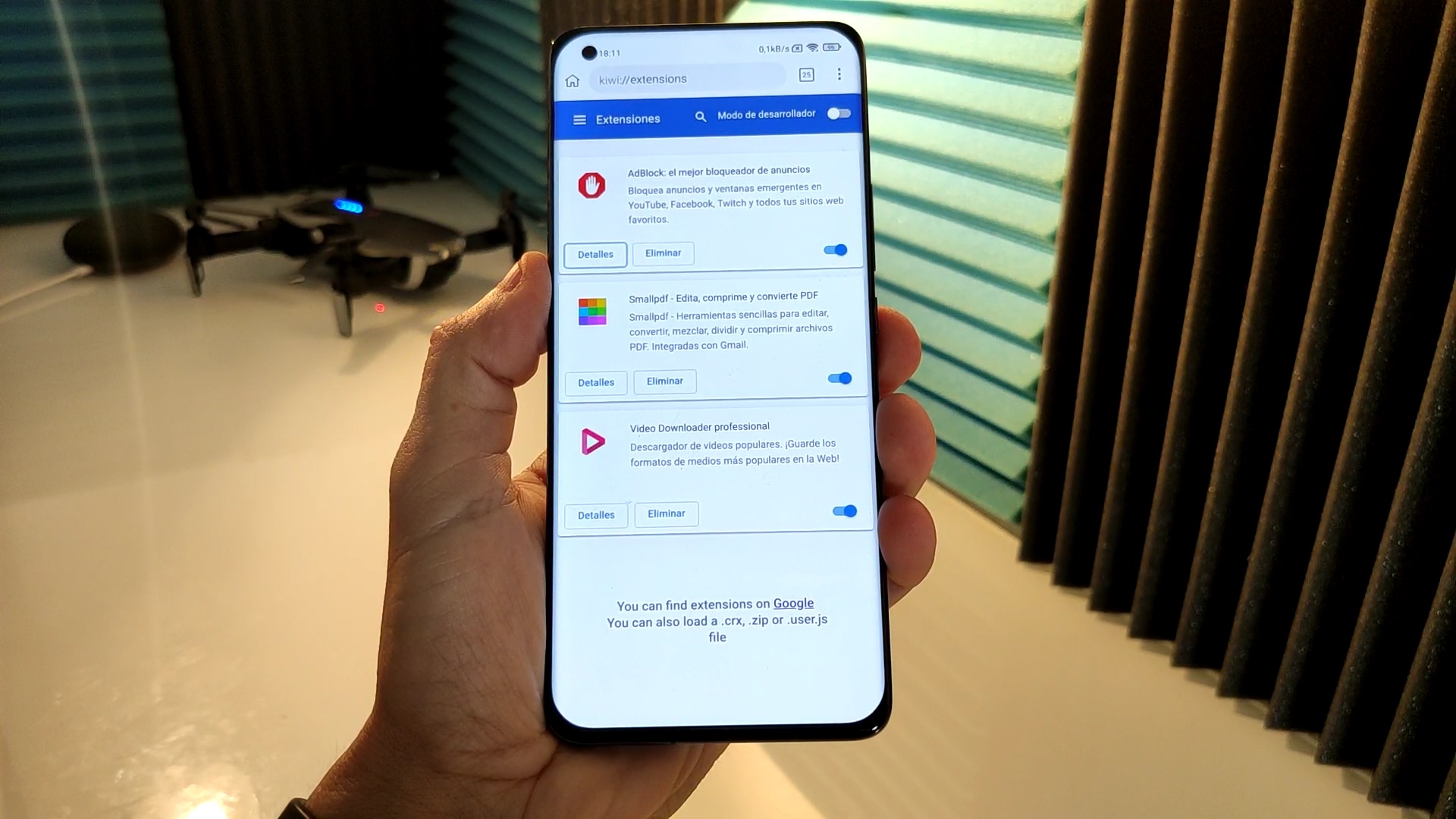 extensiones de google en android